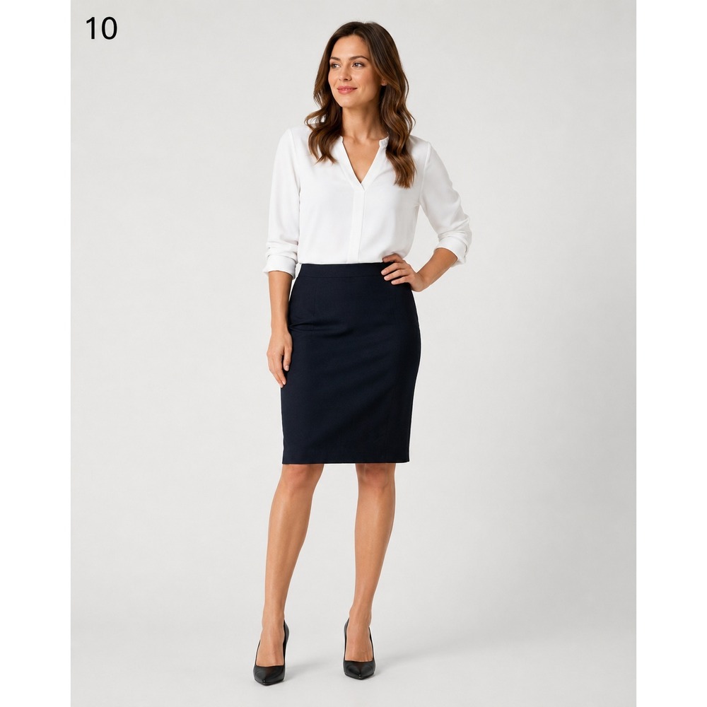 Banana Republic Career Skirt Womens 2‎ Black Polyester Viscose Lined Zip Back